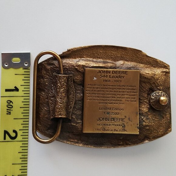 John Deere Model 544 Four Wheel Drive Loader 1997 Brass Belt Buckle Limited Edit - Picture 7 of 7